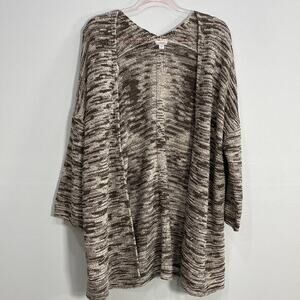 Purejill Earth Tones Open Knit Cardigan Women's Large  Cotton Blend Lagenlook